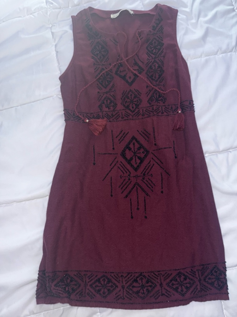 Embroidered Burgundy Boho dress